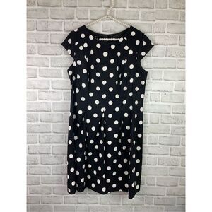 AB Studio Women Black and White Polka Dot Casual Dress Size 16 Sleeveless